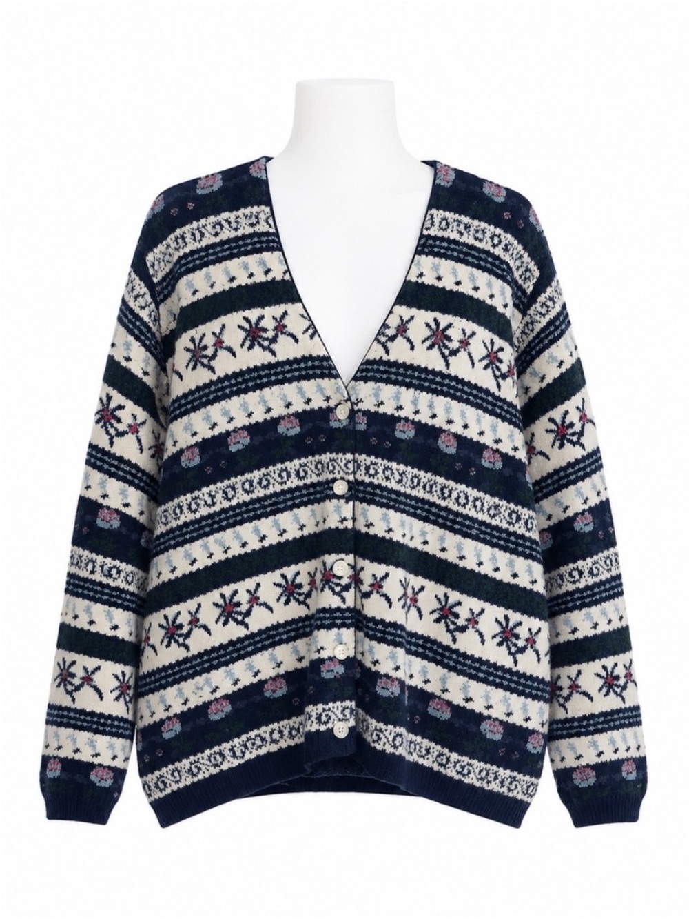 Size XL Northern Reflections Women’s Vintage Fair Isle Nordic V-Neck Cardigan